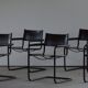 Ensemble de 6 fauteuils en porte-à-faux vintage en cuir brun par Linea Veam, Italie, années 70