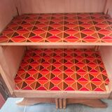Pair of retro marble and wood bedside tables