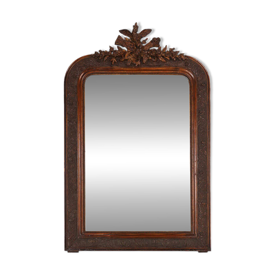 Miroir Louis Philippe en plâtre et bois avec décorations artisanales, Fra