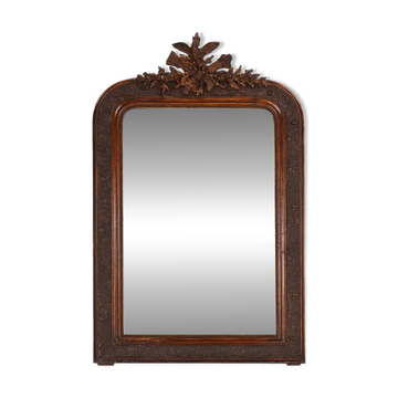 Miroir Louis Philippe en plâtre et bois avec décorations artisanales, Fra