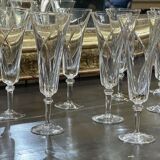 Series of 10 champagne flutes in Sèvres crystal Niagara model of the 50s