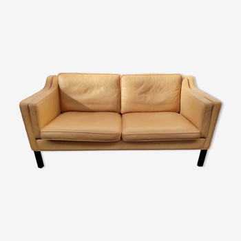 Canapé scandinave cuir beige clair Hurup Mobelfabrik