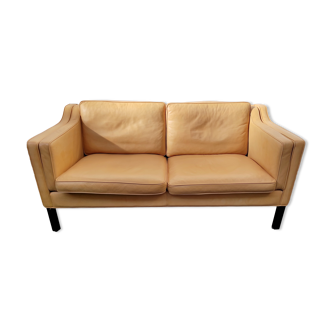 Scandinavian sofa light beige leather Hurup Mobelfabrik