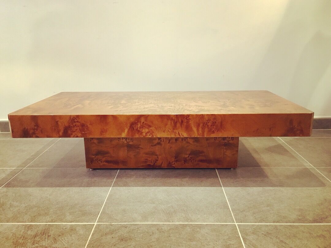Table basse en loupe d’orme, 1970