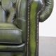 English Chesterfield 2-seater sofa in green cowhide leather