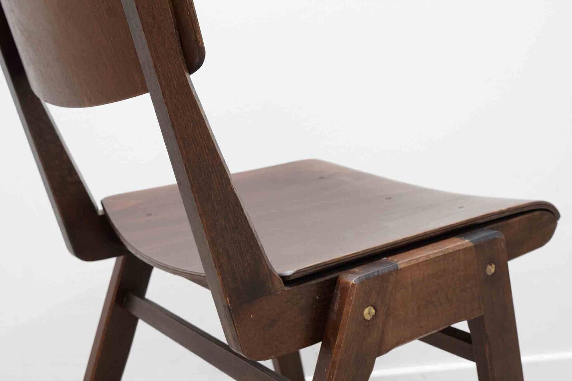 Stackable bistro chair in ebony-colored wood, Germany 1960s