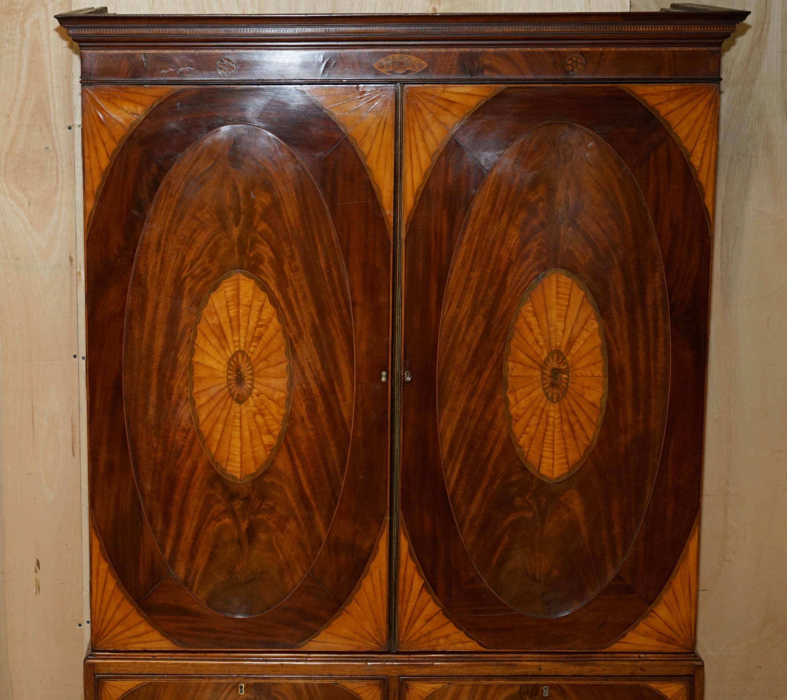 George III Sheraton linen cupboard in walnut, circa 1760.