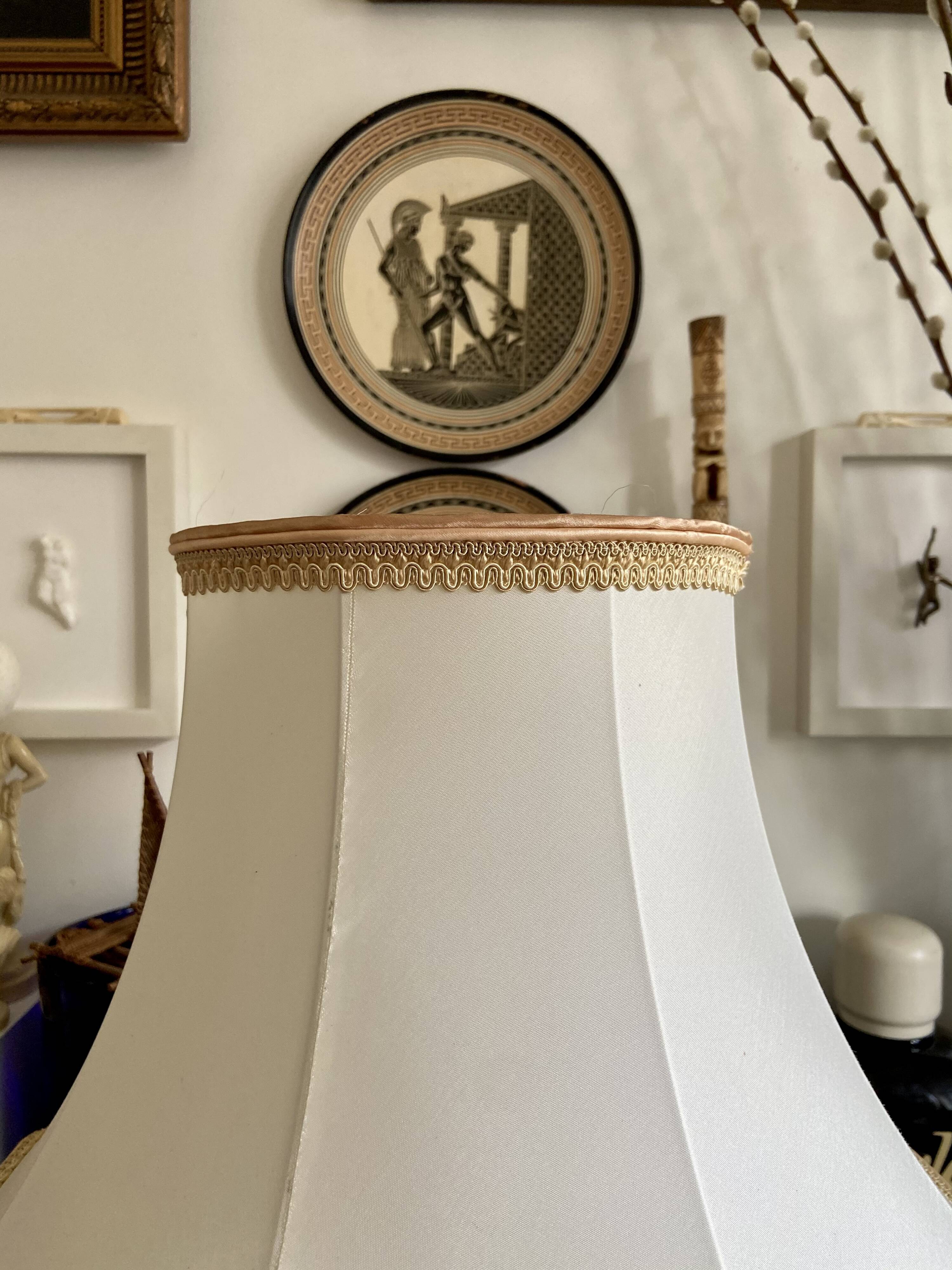Alabaster table lamp and beige cotton