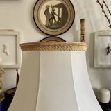 Alabaster table lamp and beige cotton