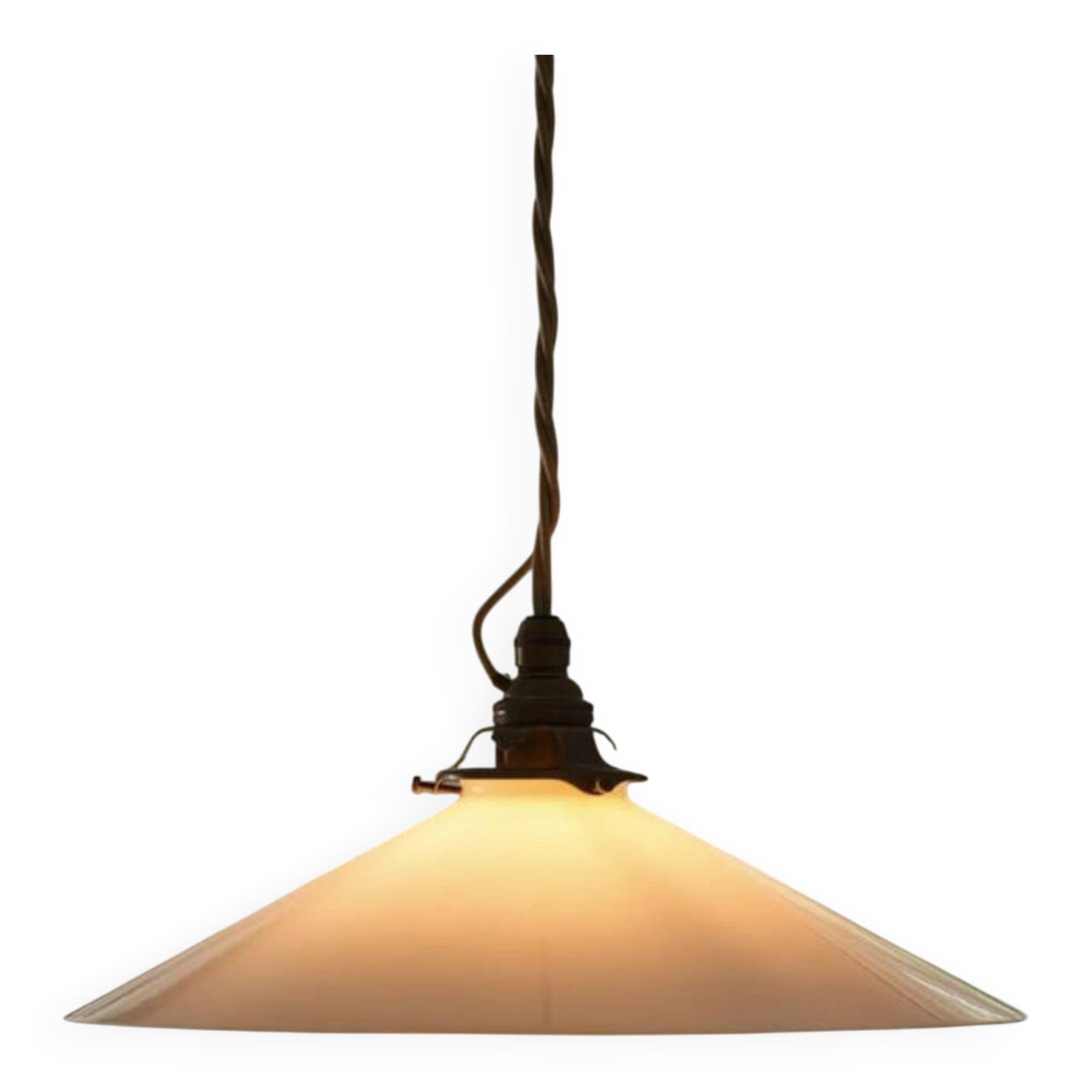 Suspension en verre opalin – vintage DeVOL