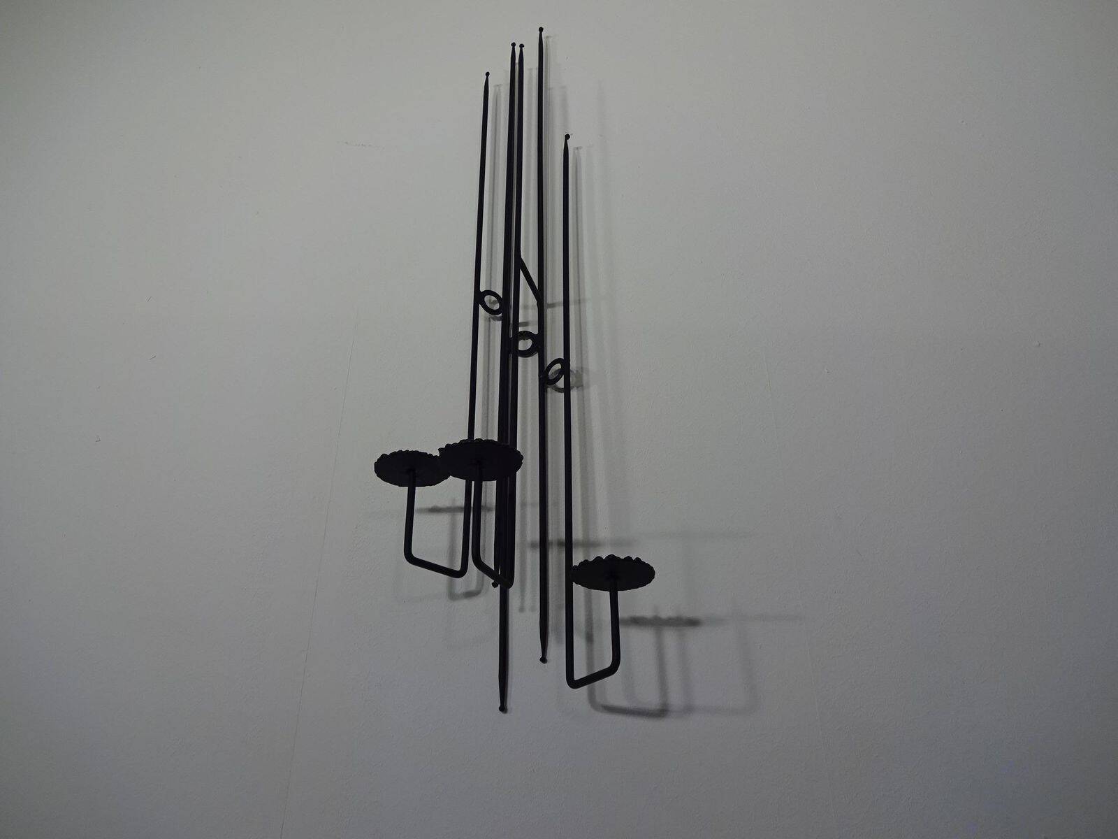 Brutalist German Iron Wall Candleholder, 1960s