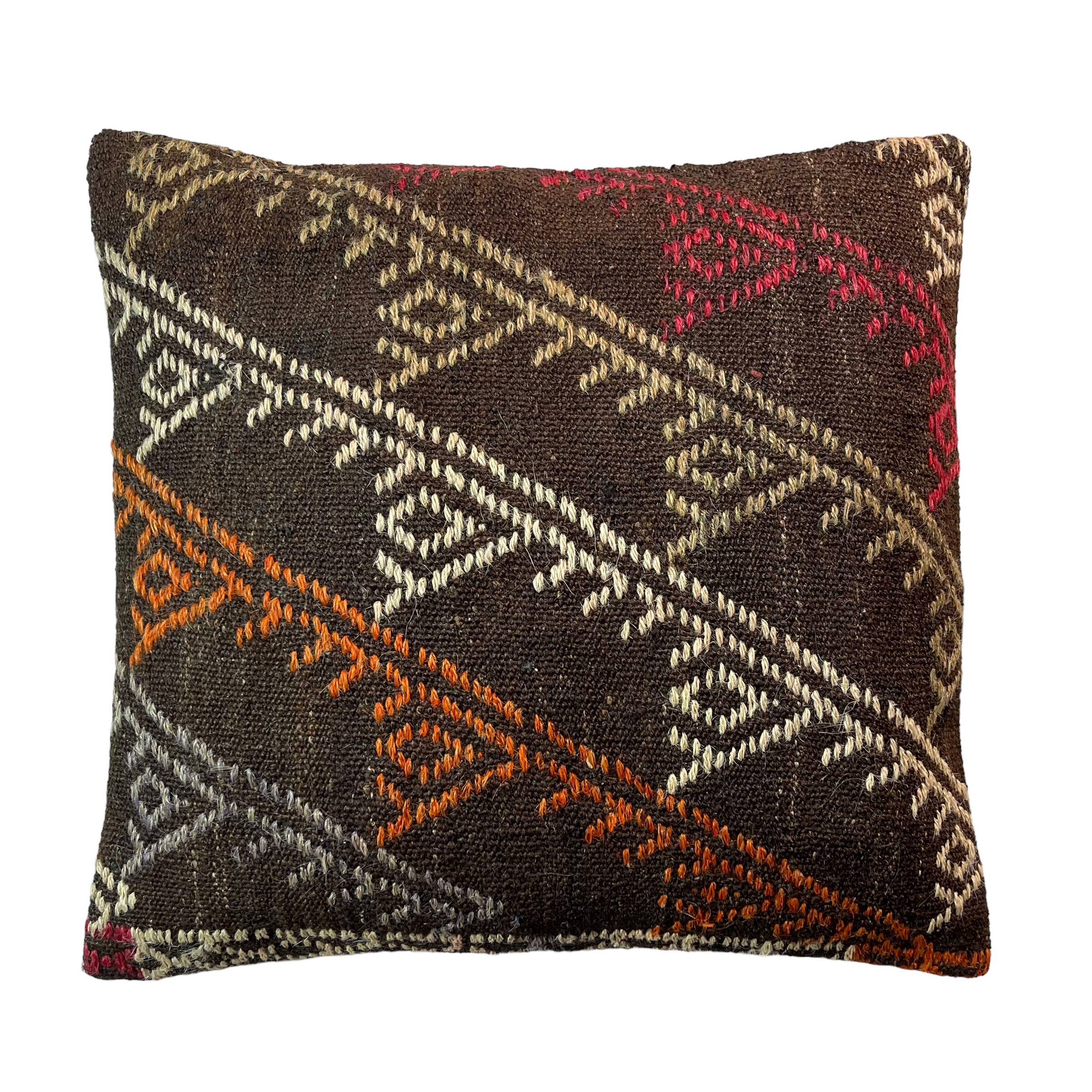 Vintage turkish kilim cushion cover , 55 x 55 cm