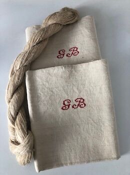 Pair of hemp tea towels, old linen