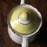 Coffee maker lunéville yellow gilding pink flowers