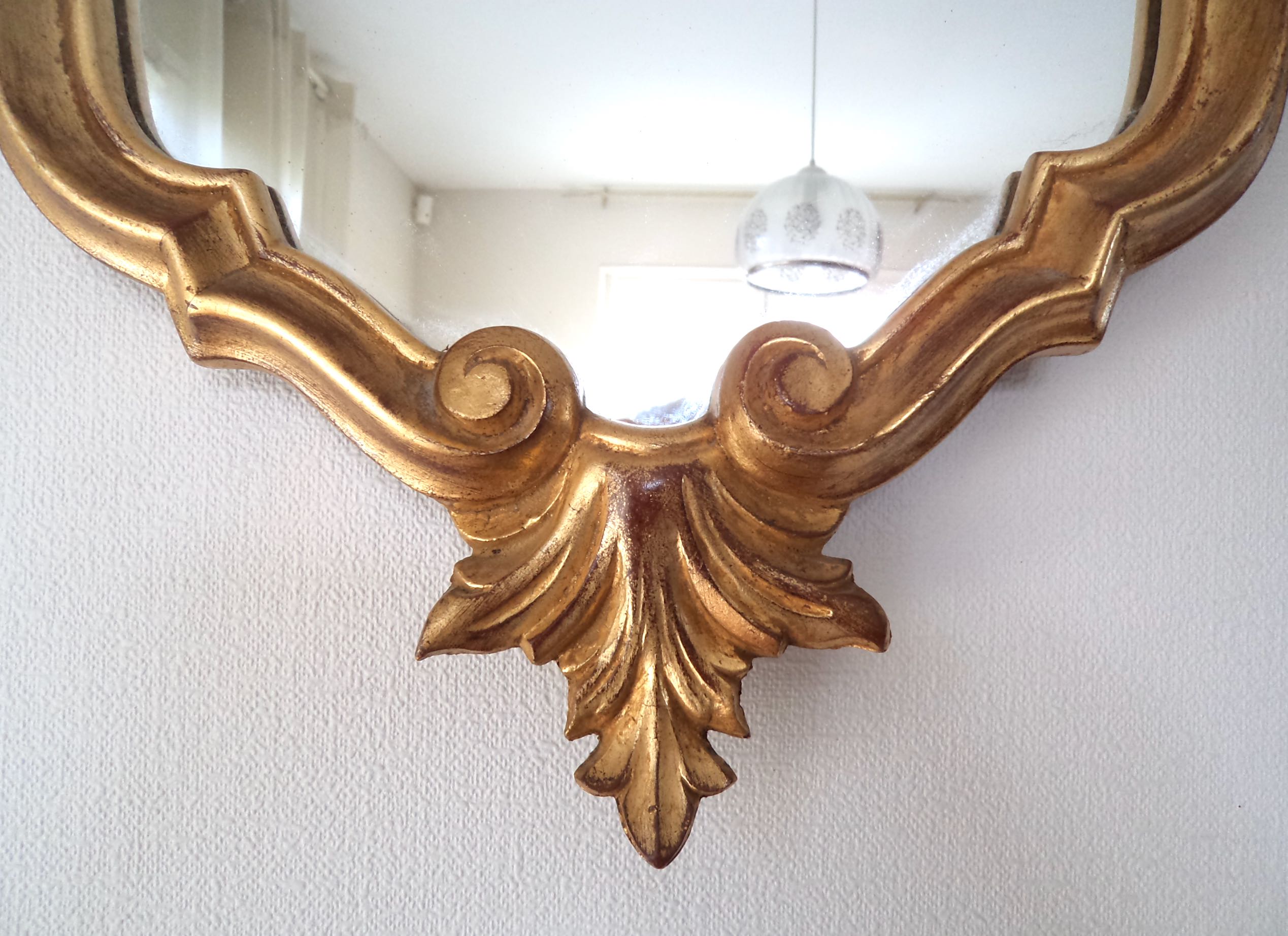 Baroque mirror in gilded wood - 86x50 cm - 60s