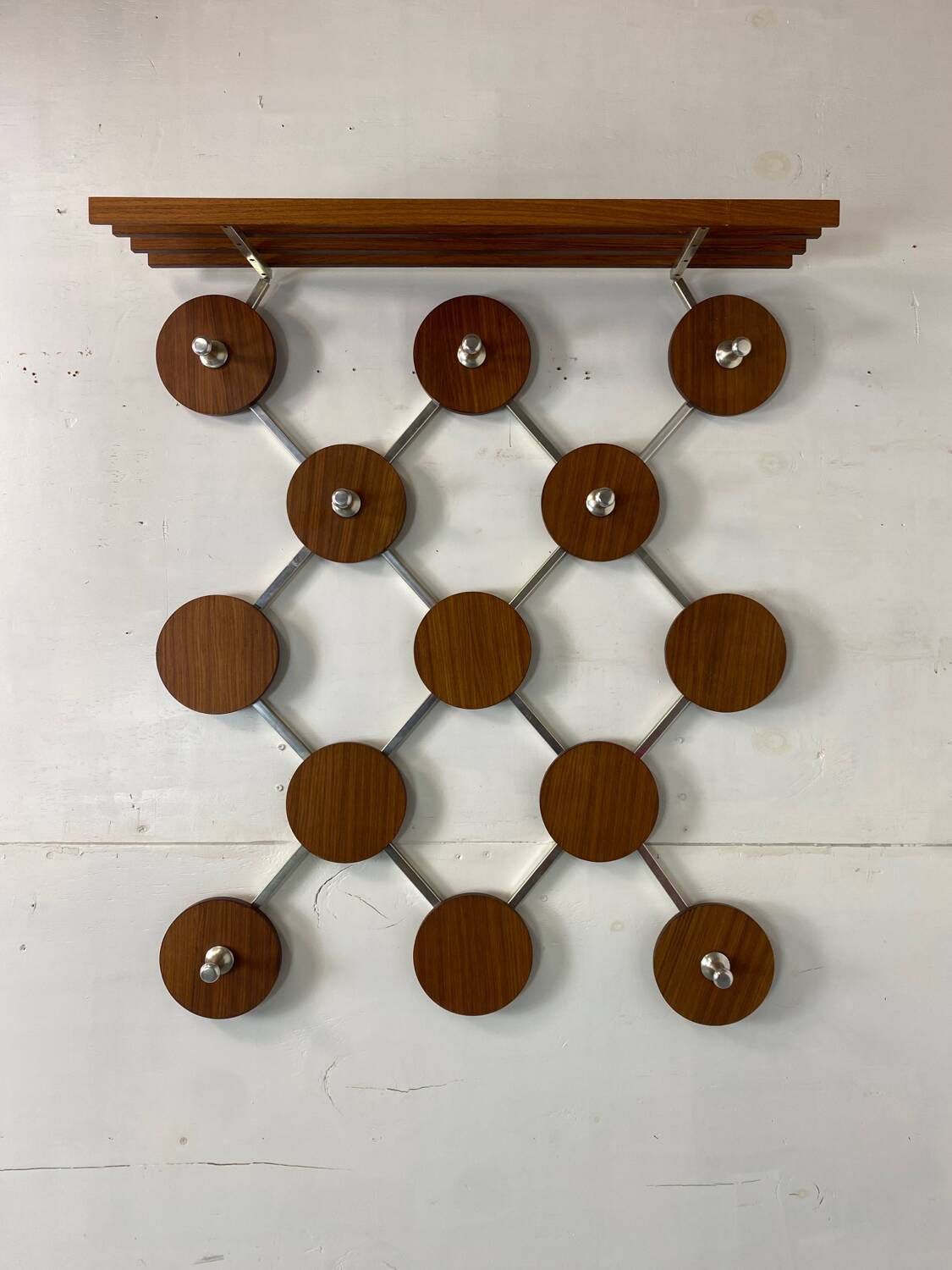Vintage, Scandinavian Mid-Century Teak and Metal Coat Rack, 1960s