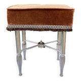 Charming stool in brown velvet and chrome metal