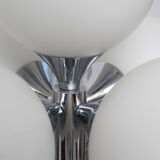 1970s floor lamp in chromed metal and opaline