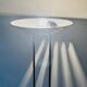 Modernist halogen floor lamp with a gold bowl, 1980.