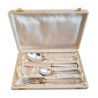 Service set of cutlery 1 person in silver metal art deco