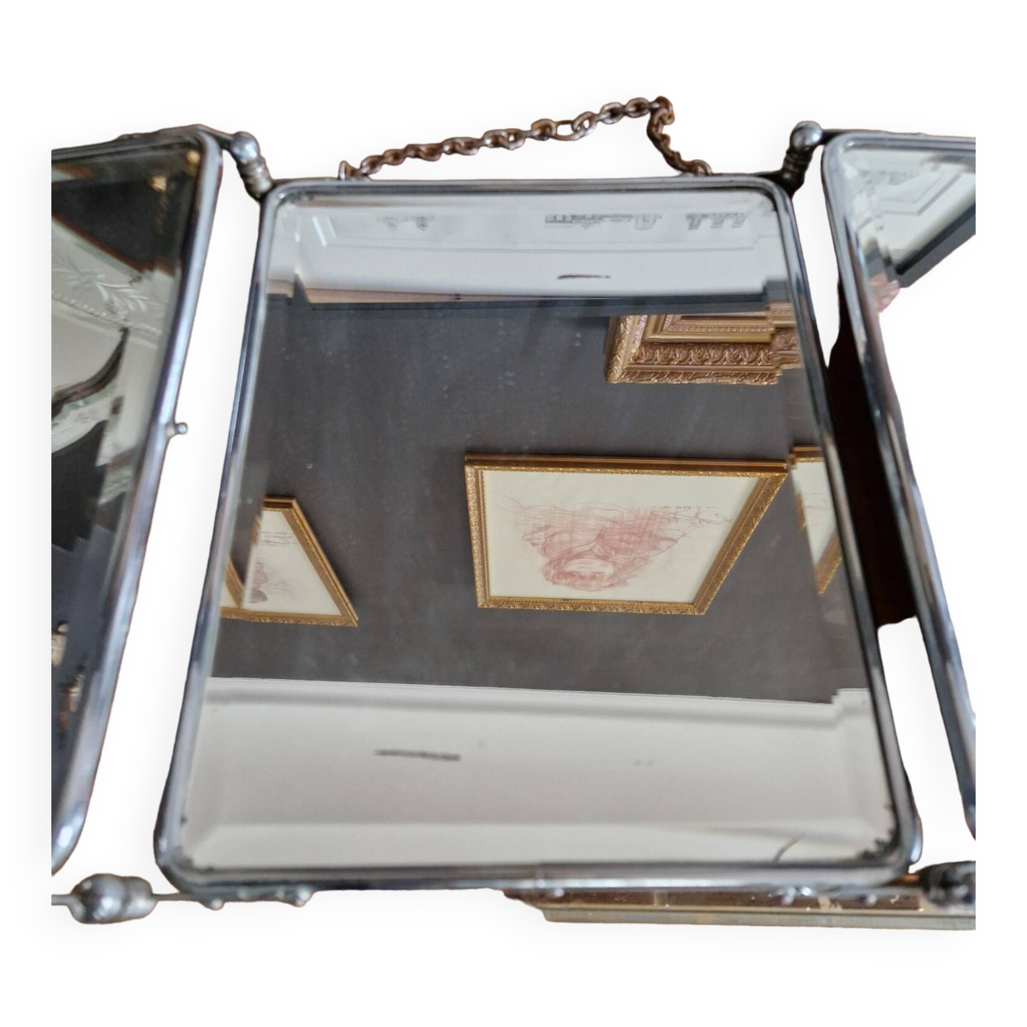 Miroir triptyque de barbier