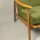 Fauteuil scandinave – revêtement vert, bois de hêtre, vintage