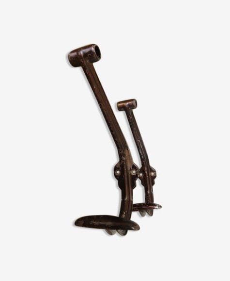 Pair of steel coatrack stamped years 30/40