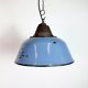 Industrial Blue Enamel and Cast Iron Pendant Lamp, 1960s