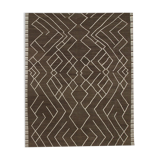 Brown cream wool kilim handmade flatwoven contemporary area rug- 218x301