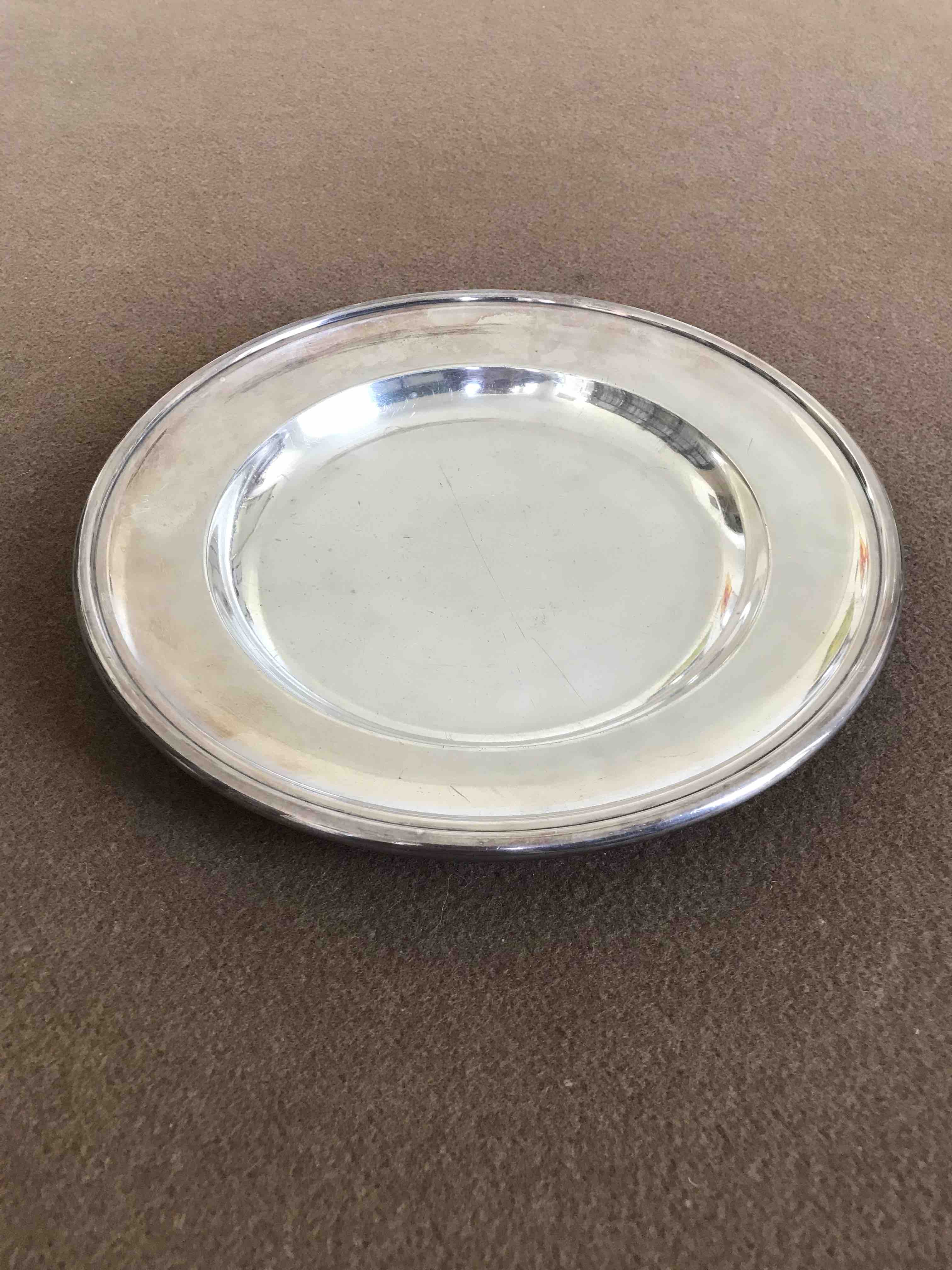 Art Deco silver metal presentation plate