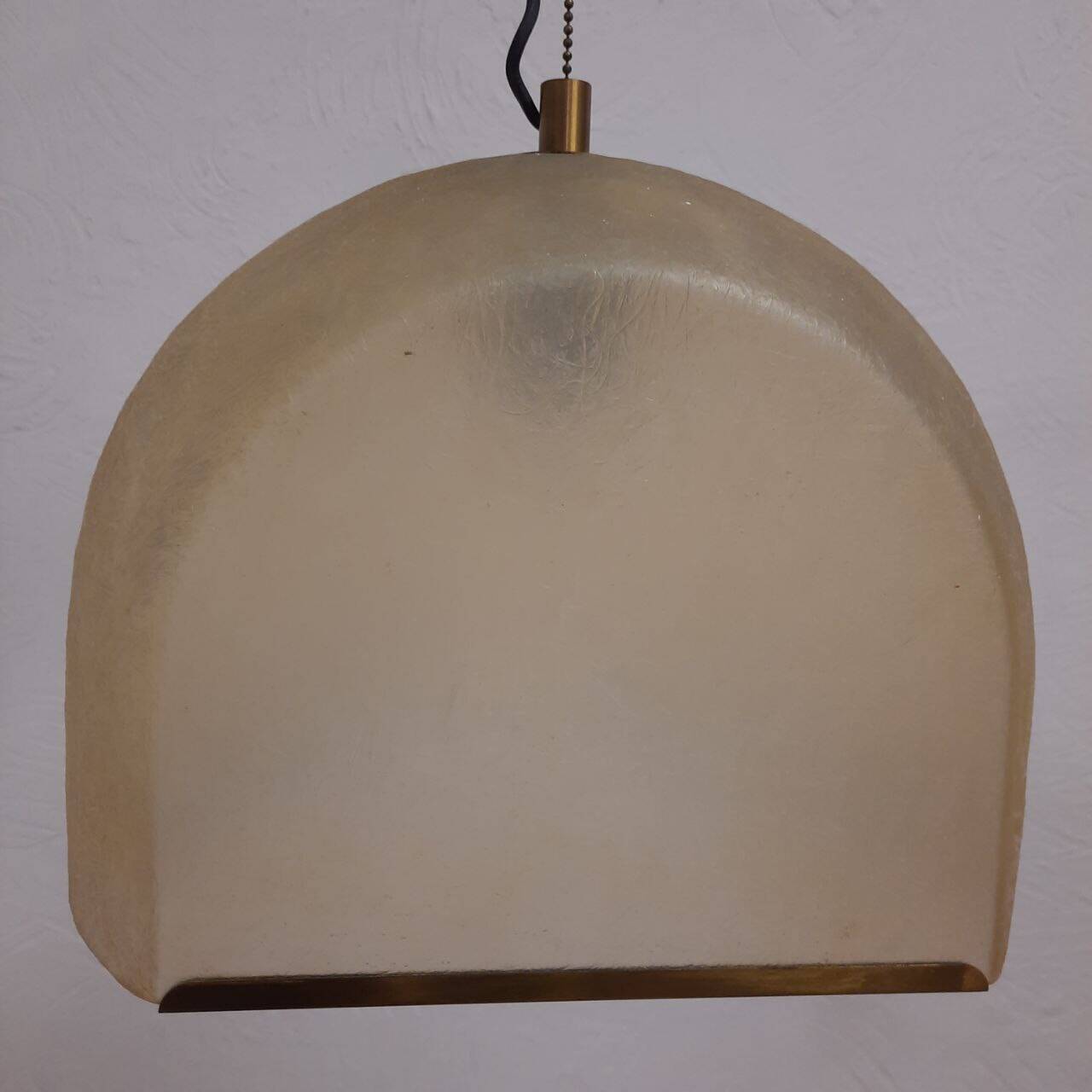 Pair of Lamperti vintage chandeliers in fiberglass and brass