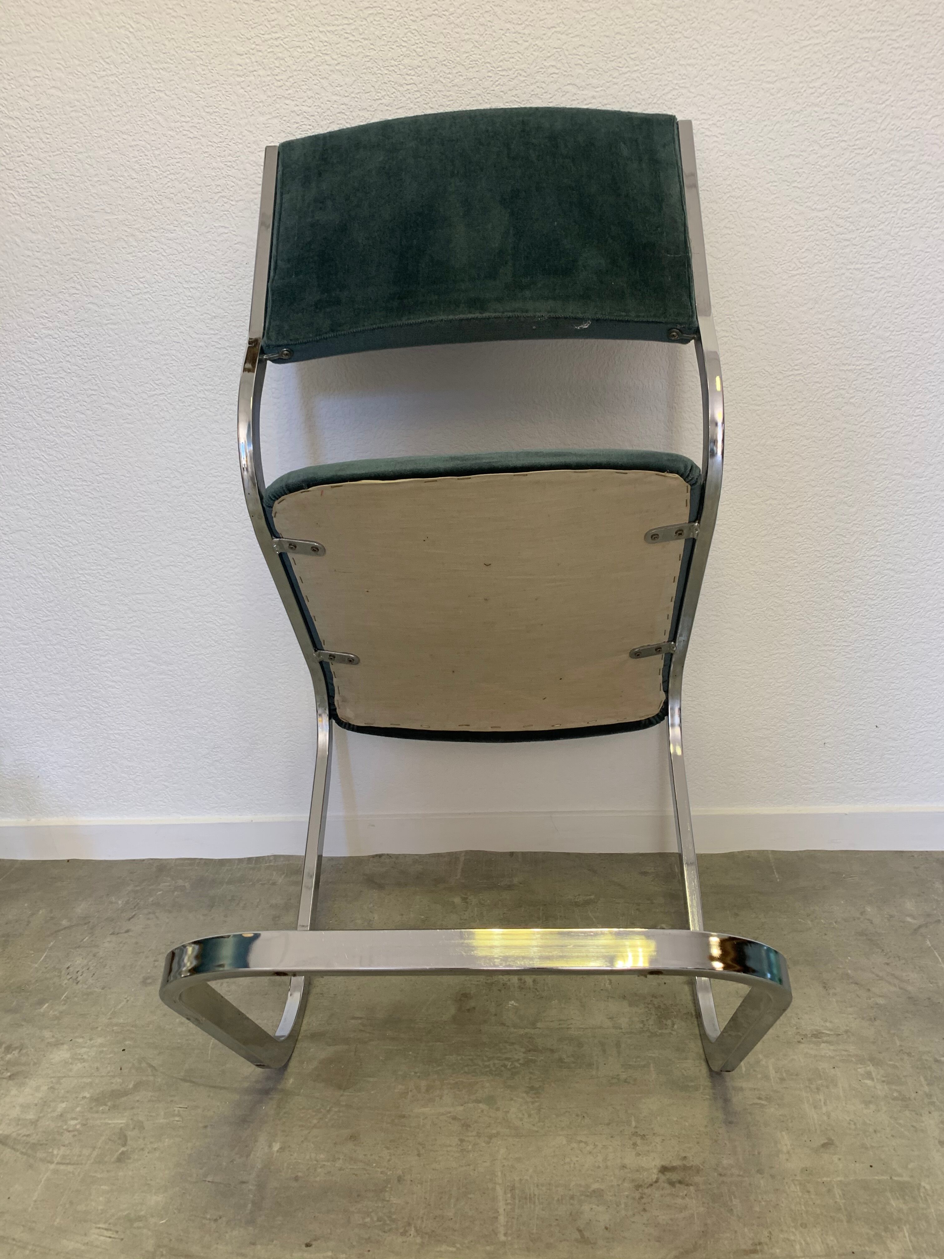 Pair of chrome blue chairs  70