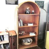 Curved bamboo and blond rattan library