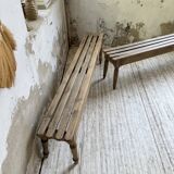 Pair of 1950 benches with oak and beech slats