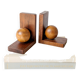 Pair of antique oak ball bookends, Midcentury Art Deco