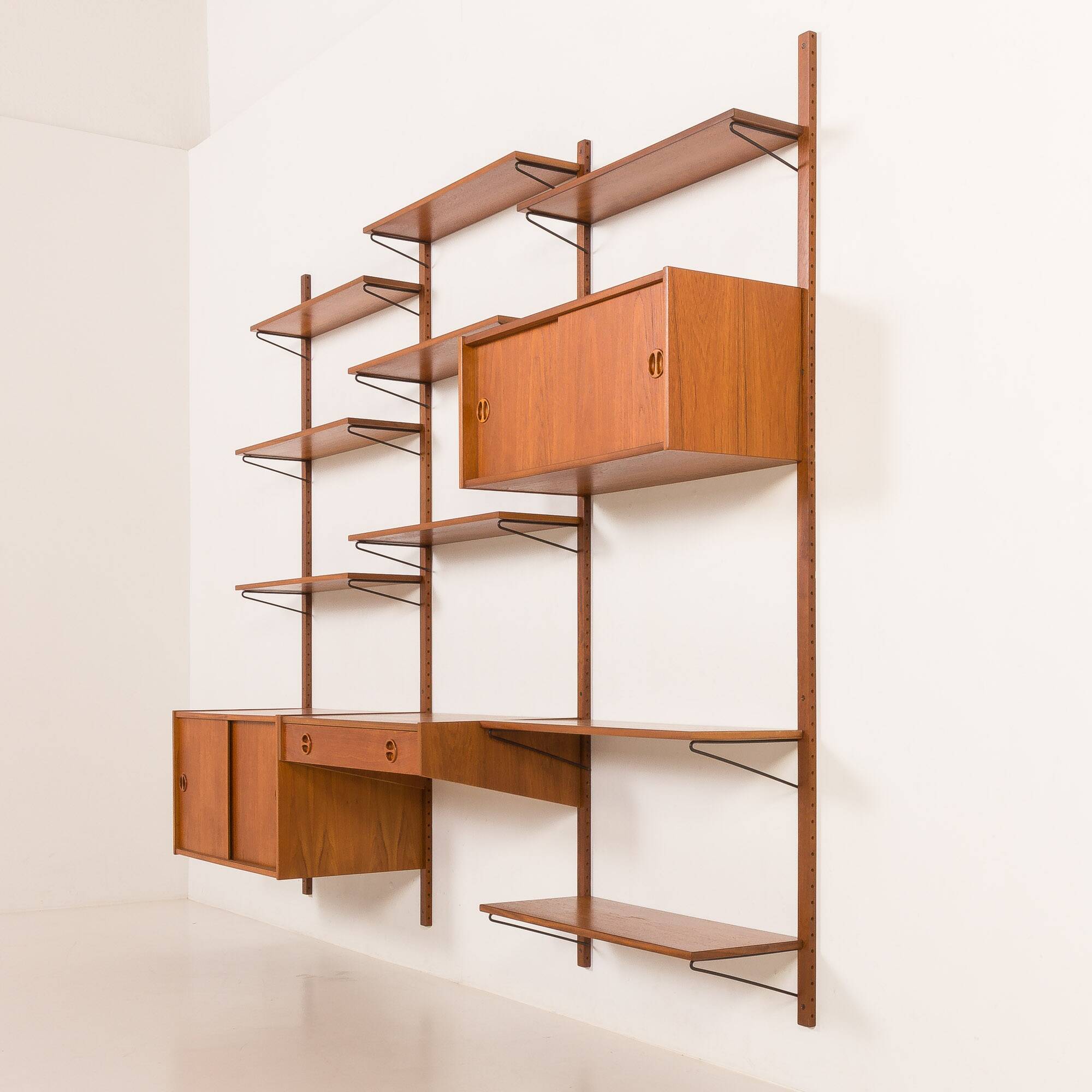 Danish mid century teak wall unit, 1960s