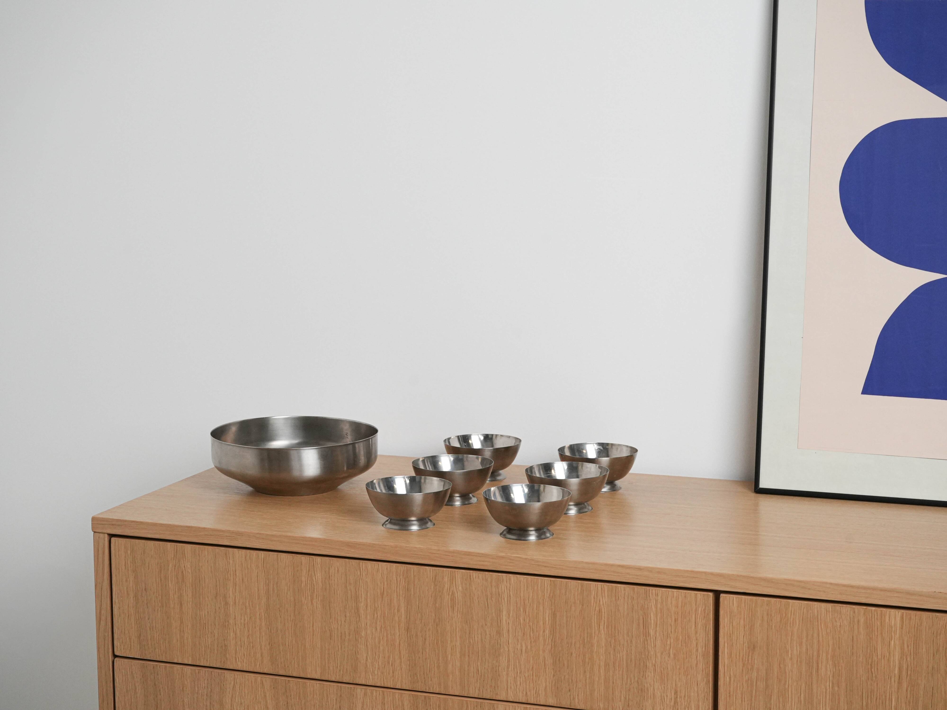 Set of stainless steel bowls, Italian design, 1980s, made in Italy