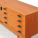 Swedish teak sideboard with leather handles