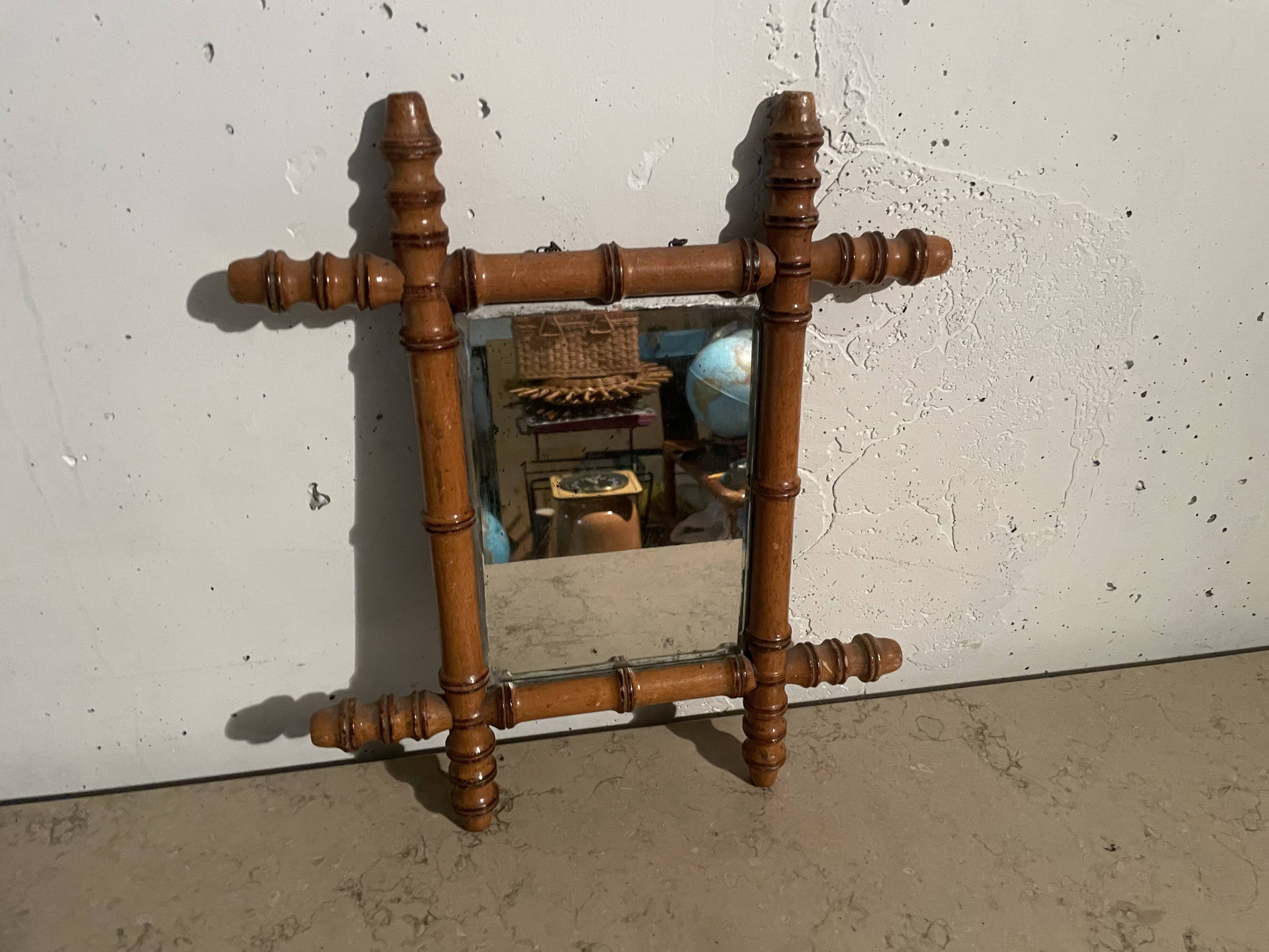 Miroir faux bambou années 40