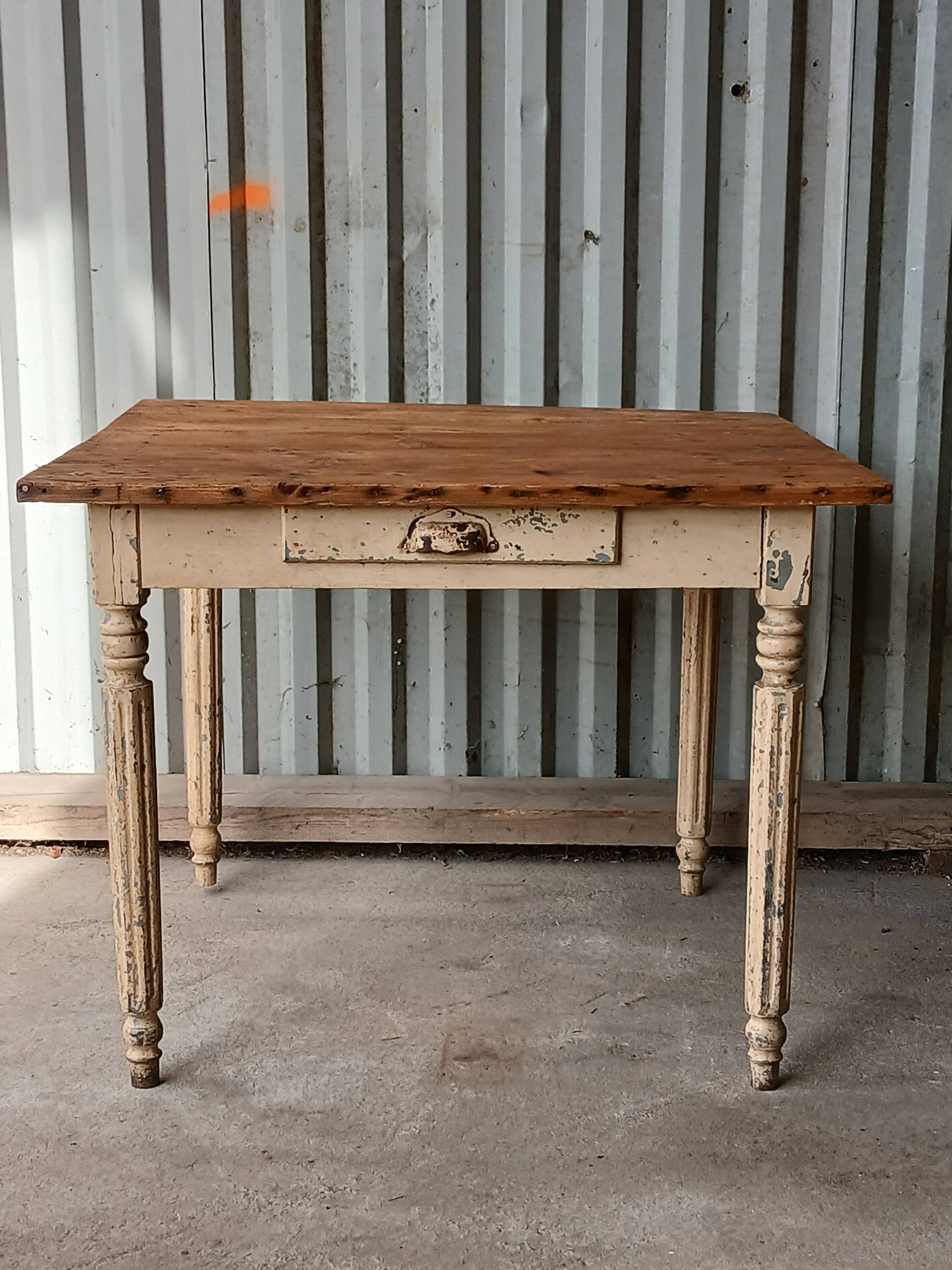Old square farmhouse table