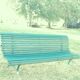 Garden bench with wooden and iron slats