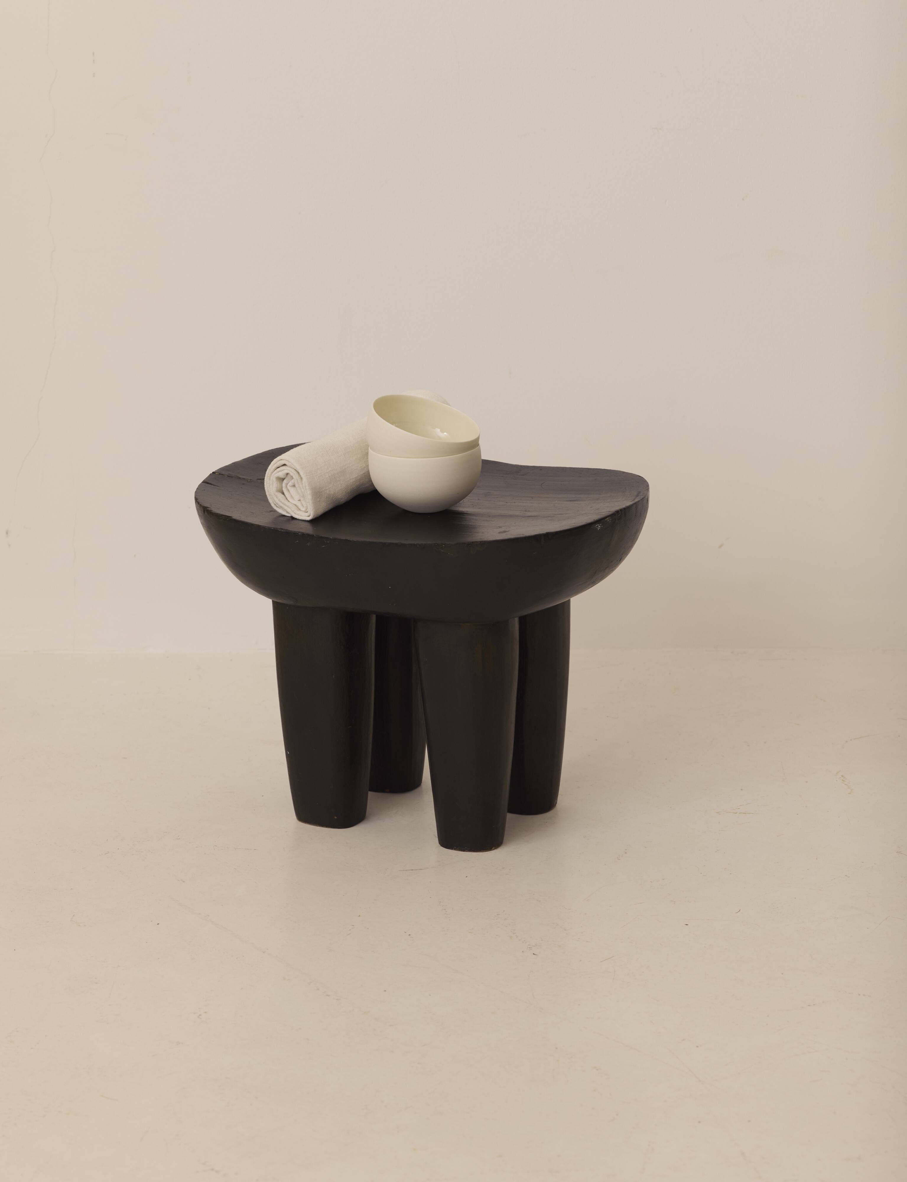 African monoxyle stool Senoufo black / vintage wenge