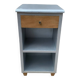 Wood and silver bedside table