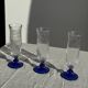 Set of 6 blue-footed champagne flutes; 3 pairs of designs.