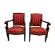 Paire de fauteuils époque empire en acajou et soie