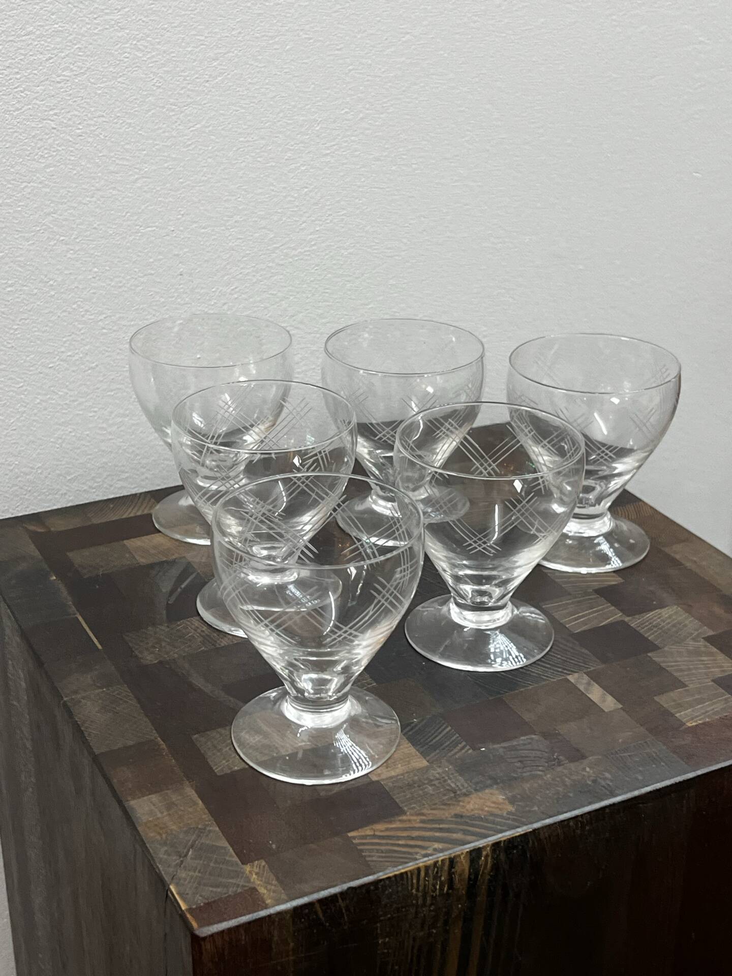 6 crystal glasses 1930 art deco