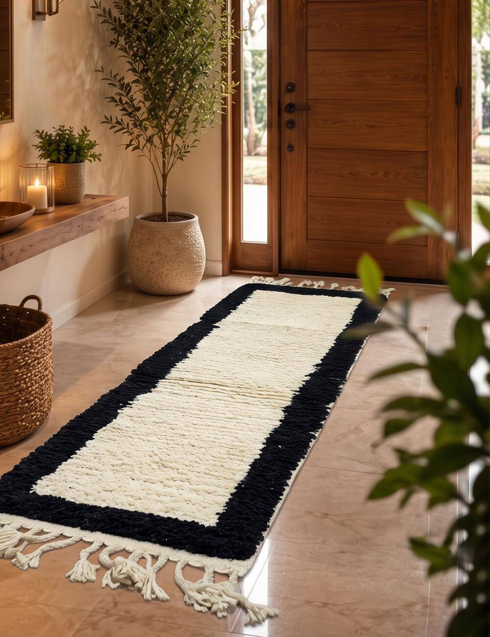 Tapis Corridor Blanc et Noir - 193 x 54 cm