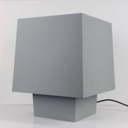 Grey metal cubic design lamp, coloured filters and Japanese signature.