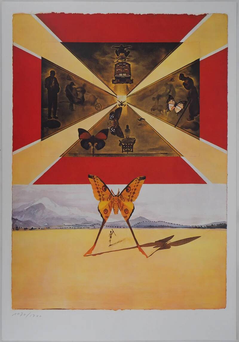Salvador Dali: Roussillon, SNCF (Butterfly Suite small model), signed original lithograph.