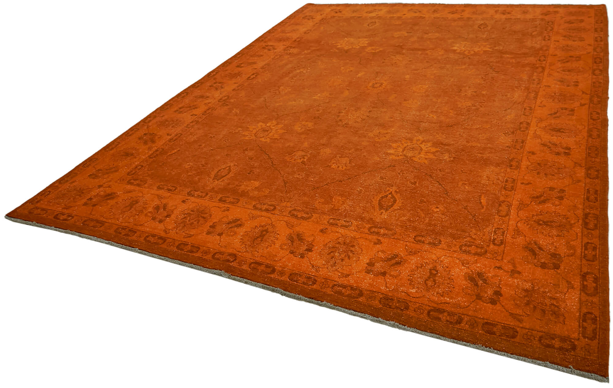 Handmade Oriental Decorative 1980s 267 cm x 372 cm Orange Wool Carpet